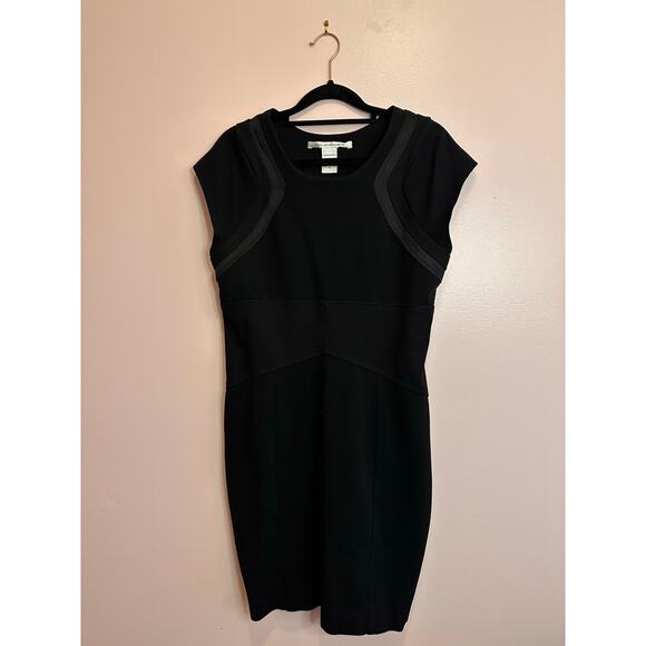 Diane Von Furstenberg DVF Structured Black Knee Length Short Sleeve Dress 12 - Picture 3 of 13